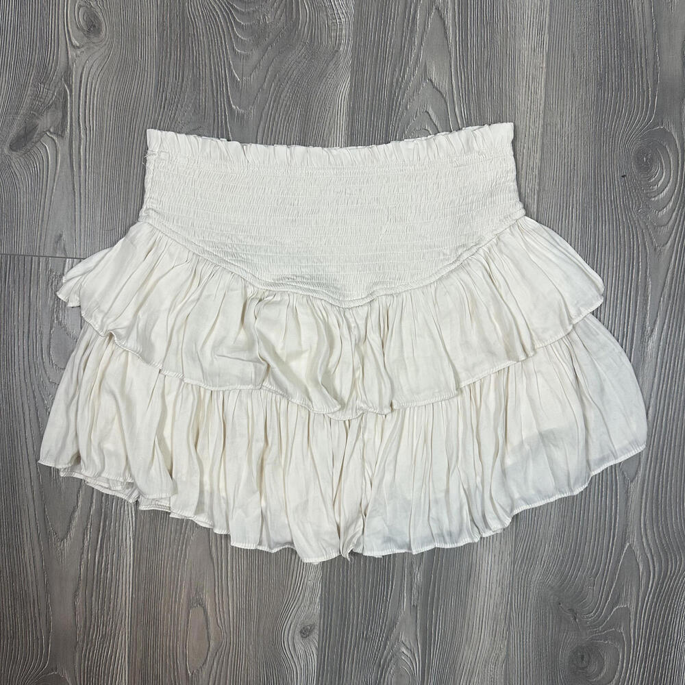 Mustard‎ Seed Cream Tiered Mini Skort with Elasticated Waist